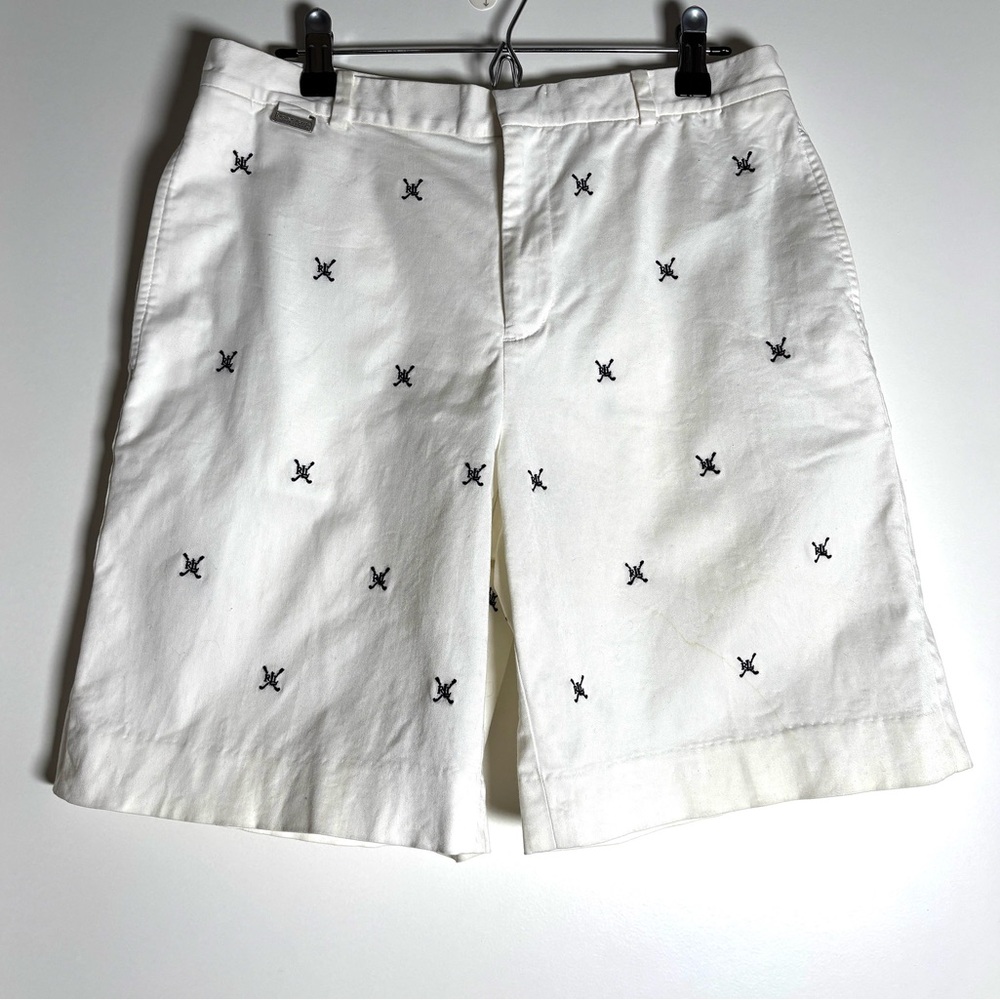 Vintage Preppy White Embroidered Shorts | Nautical Coastal Old Money Aesthetic
